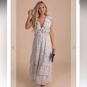 Bella Ella Ruffle Floral Midi Dress